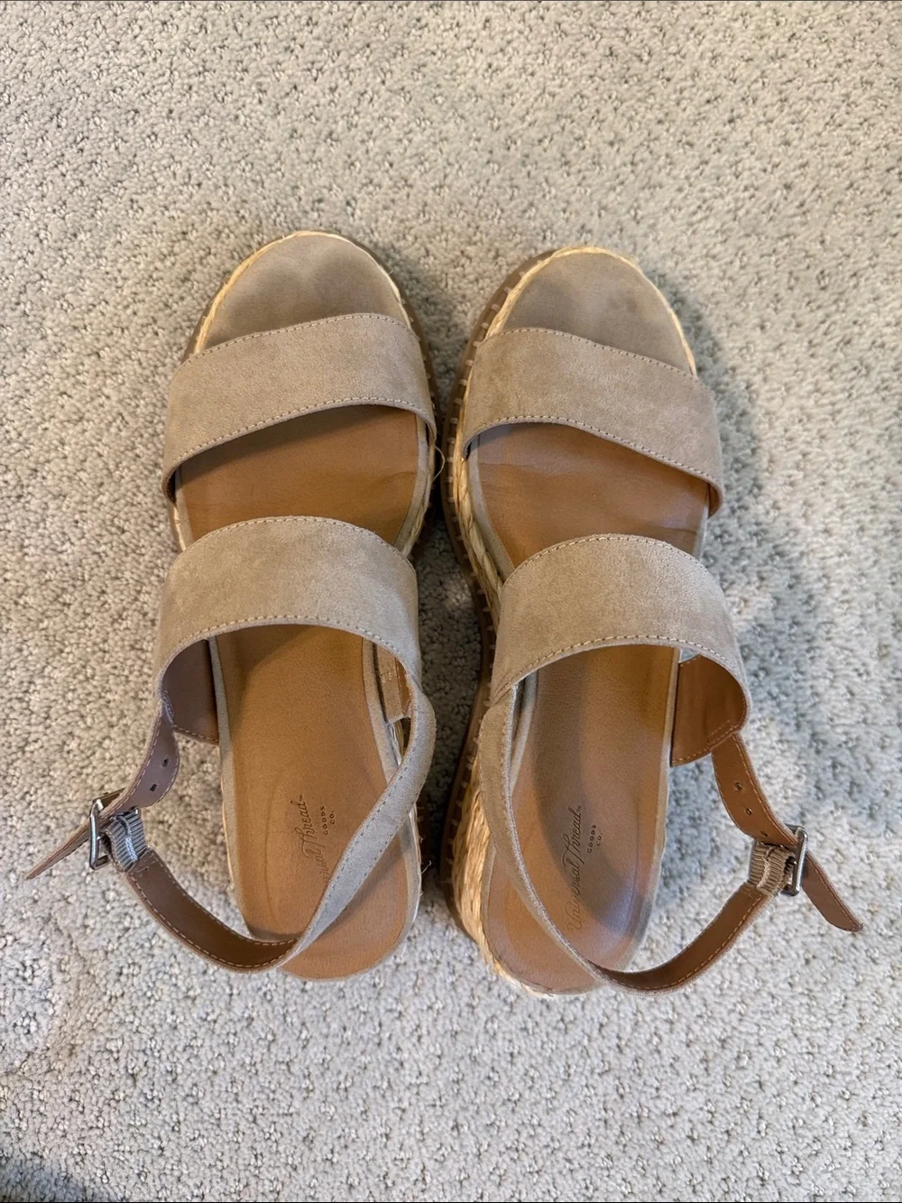 Universal Thread Women's Taupe Suede Double-Strap Espadrille Sandals
